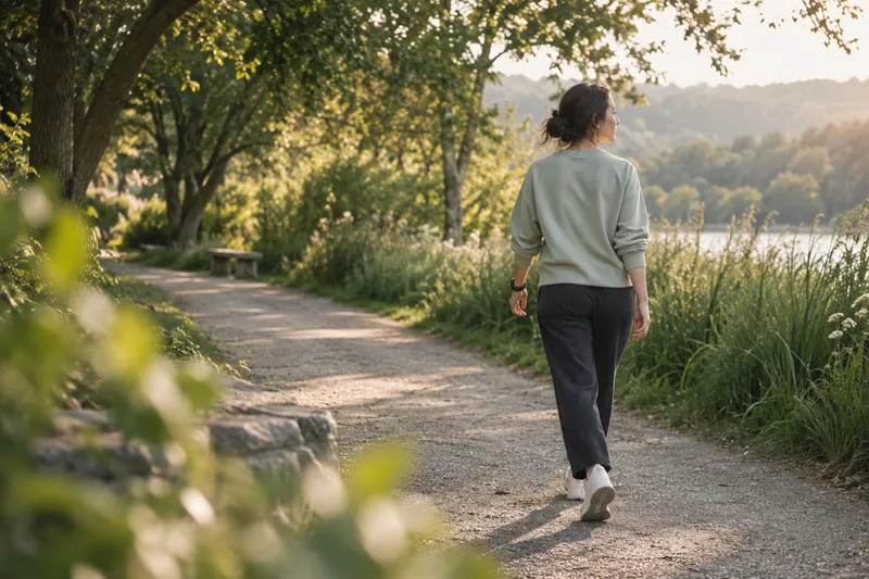 An everyday walk along a peaceful green park path.